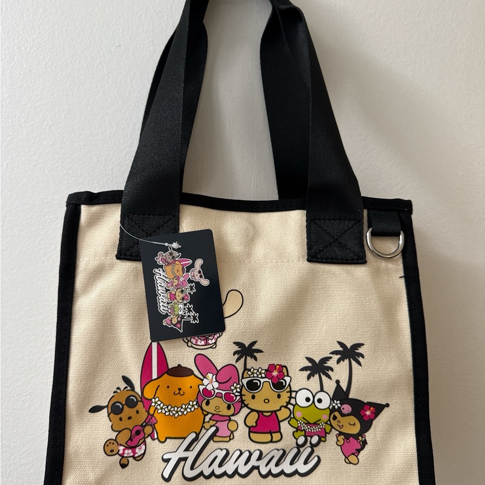Hello kitty & Friends Hawaii Tote Bag in Cream and Black